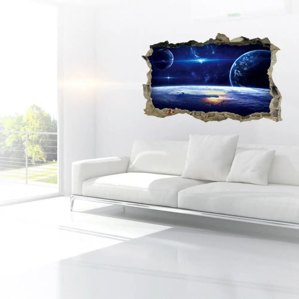 New 3d Waterproof Wallpaper Floor Sky Space Wall Stickers Removable Room Decor Mural | Дом и сад