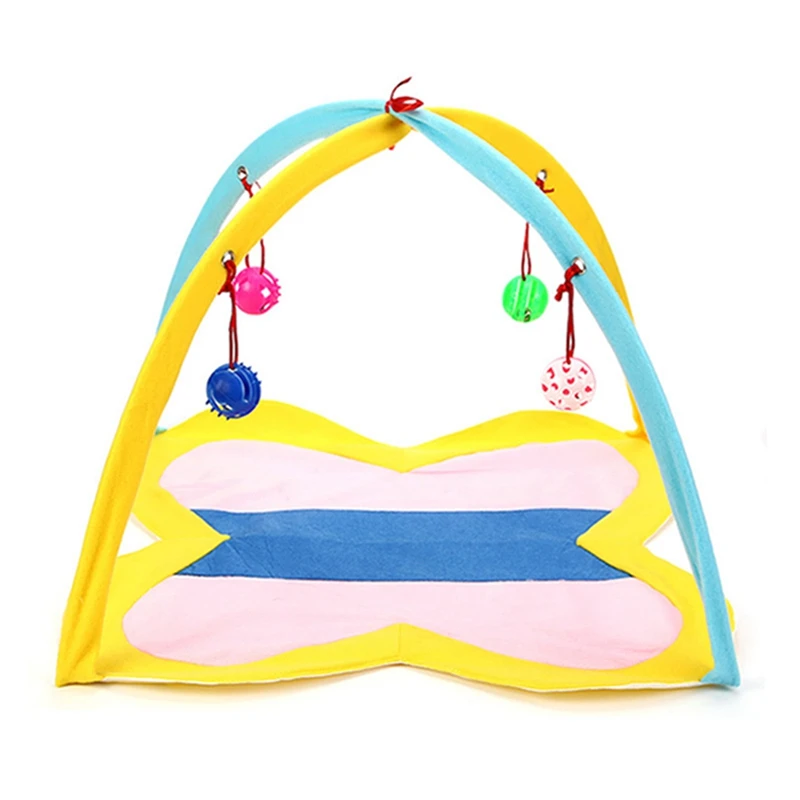 Pet Cat Toys Funny Tent with Hanging Ball Fold Bed Mat Exercise Activity Portable Supplies Indoors | Дом и сад