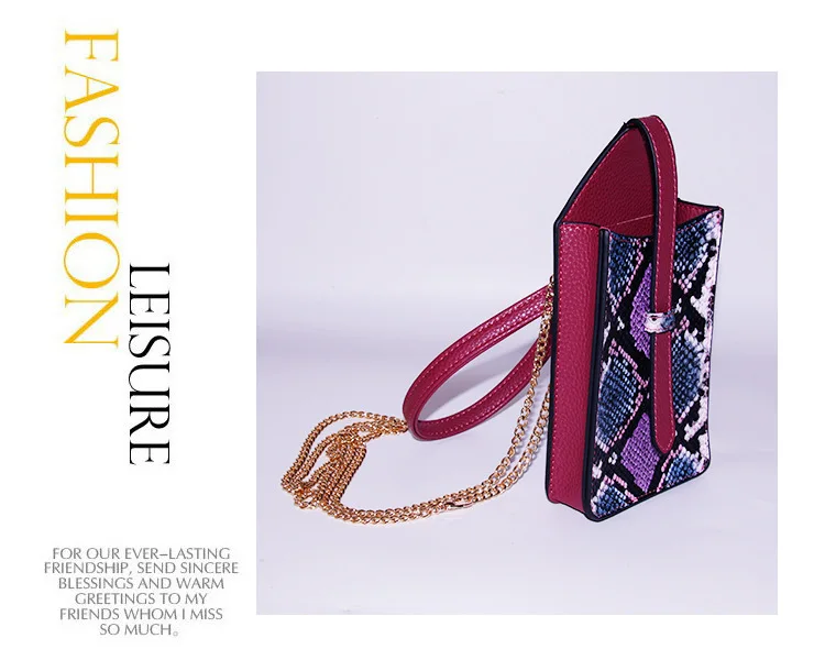 

Snakeskin Mobile Phone Bag for Women Chain Bag with Cell Phone Pocket