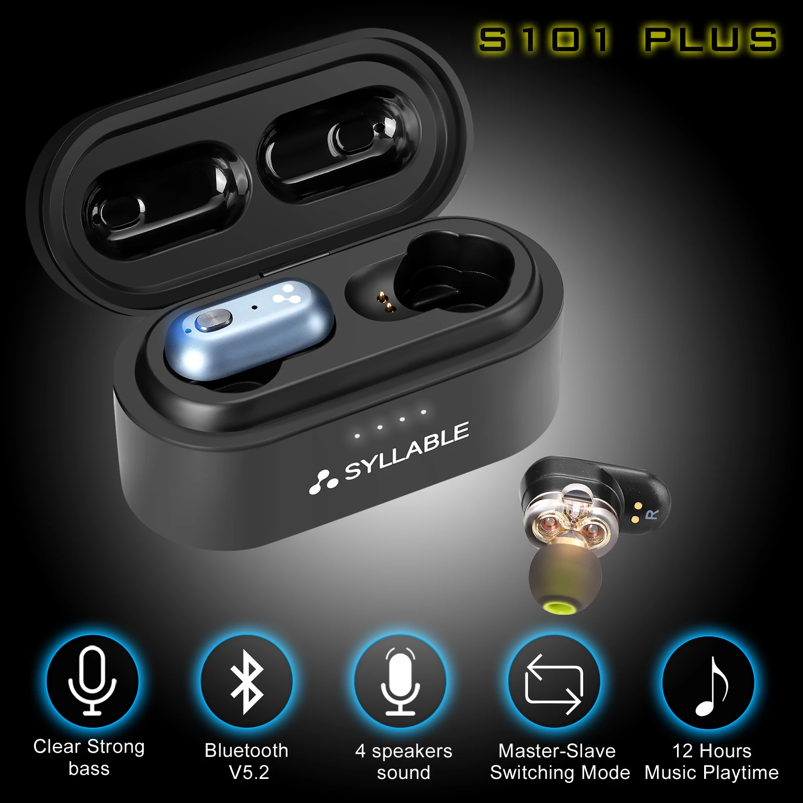 2021 беспроводная гарнитура SYLLABLE S101 Plus с сильными басами TWS шумоподавление для