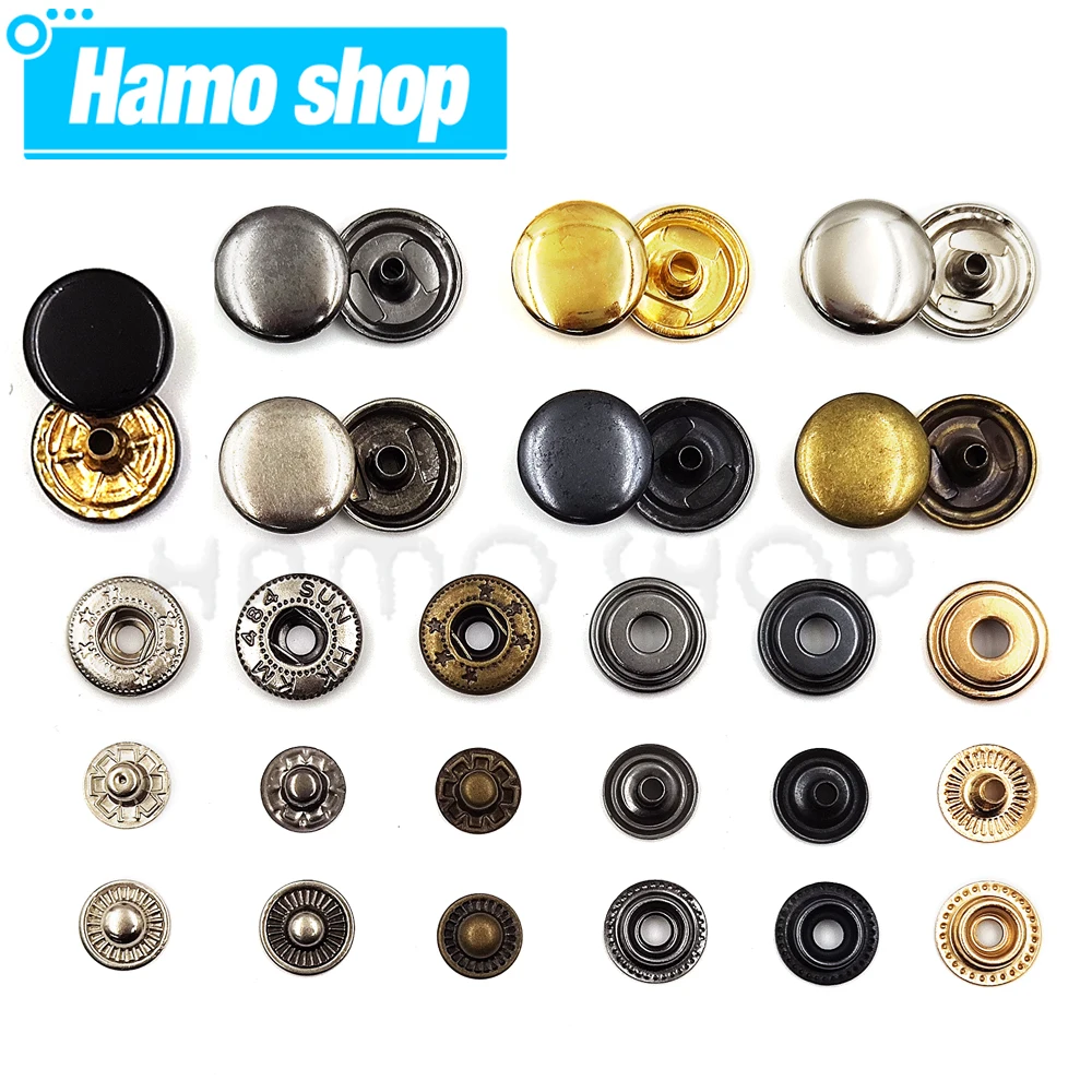 

30Sets 831/633/655/201/203 Snap Fasteners Metal Snaps Press Button Studs For Leathercraft Sewing Clothes Garment Bags Shoes