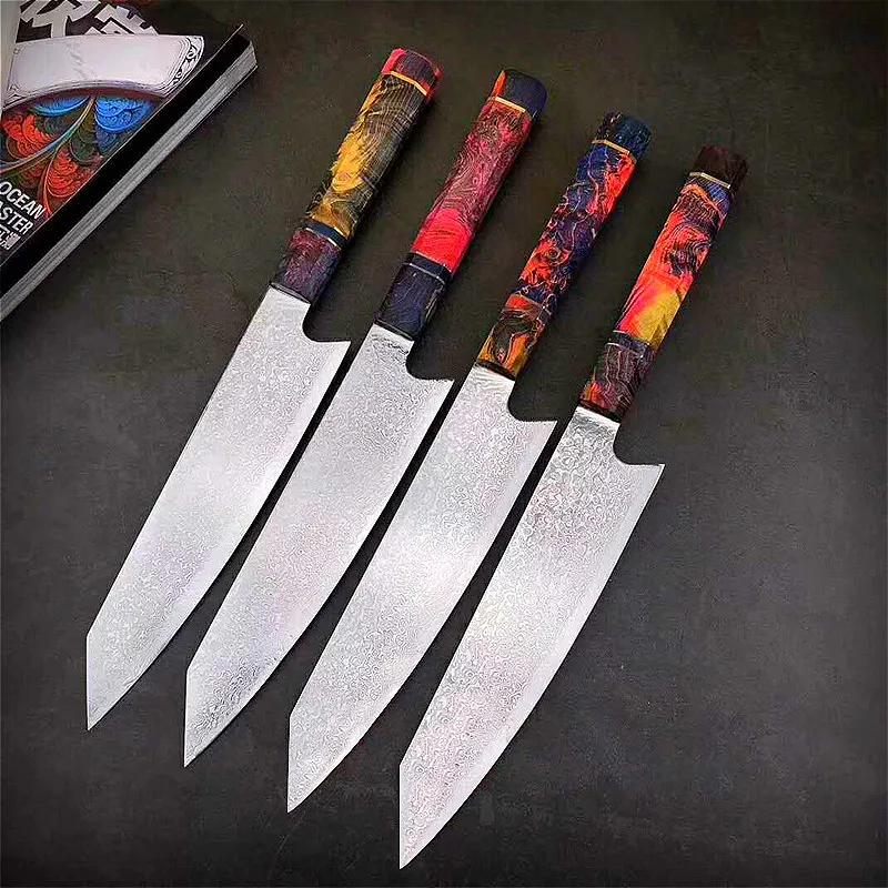 Поварские ножи накири DEHONG 67 слоев японская Дамасская сталь 8 дюймов дамасский