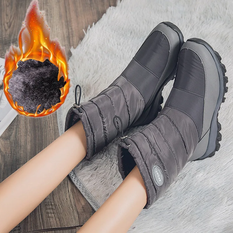 Plus Size Women Platform Shoes Warmest Non-slip Snowboots Winter Ankle Boot for Woman Fashion Botines Plata Mens Winter Footwear