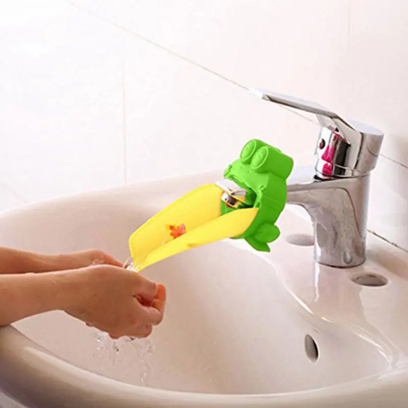

Cute Faucet Extension Extender Cartoon Frog Design (Green) with 9 Pieces Magnetic Spice Jars Set