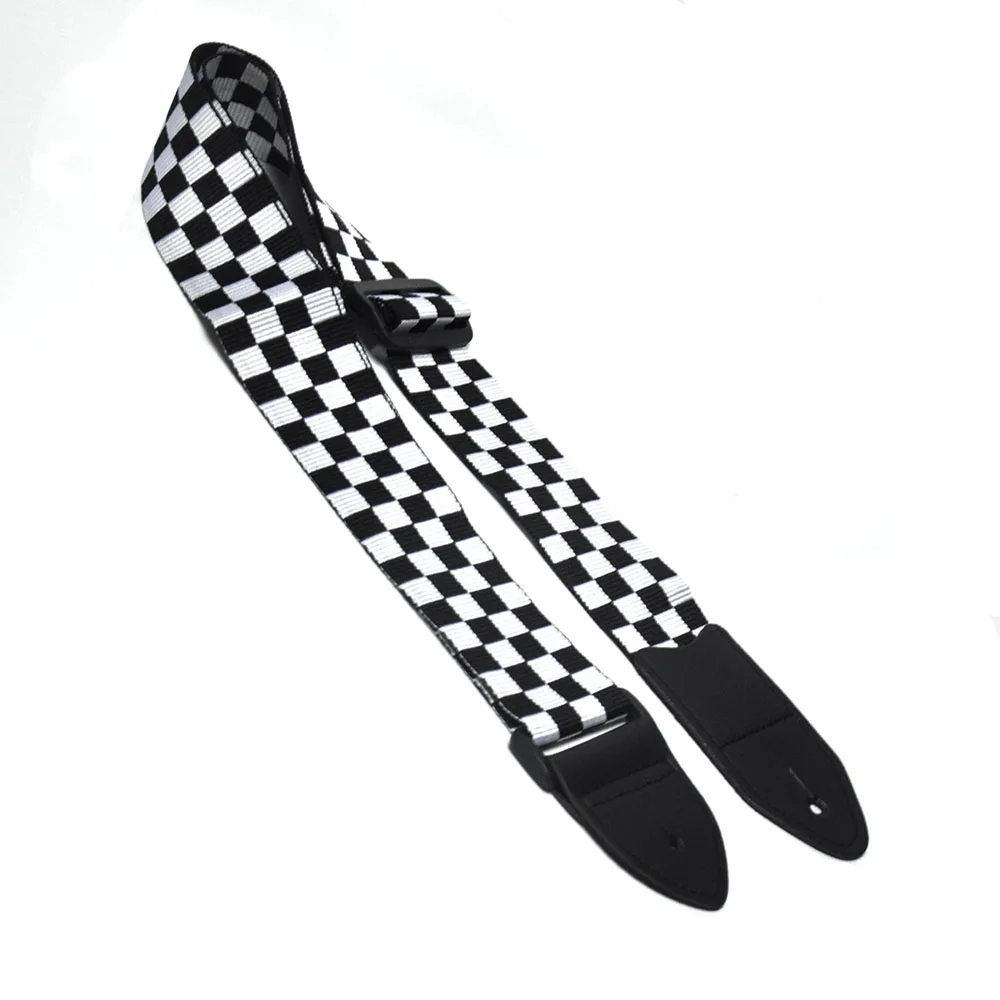 5 см в ширину черный белый бас-гитара клетчатый квадратный хлопок с кожаной