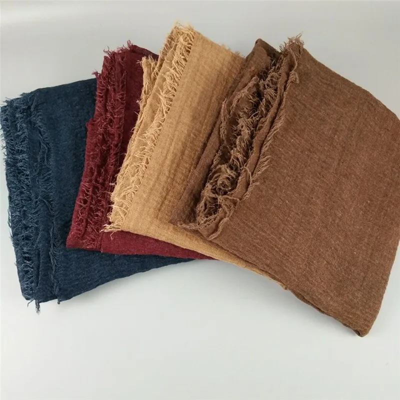 

Hot Sell Muslim Islamic Women crinkle hijab scarf femme musulman Solid Color Soft Cotton Headscarf hijab shawls and wraps 01-65