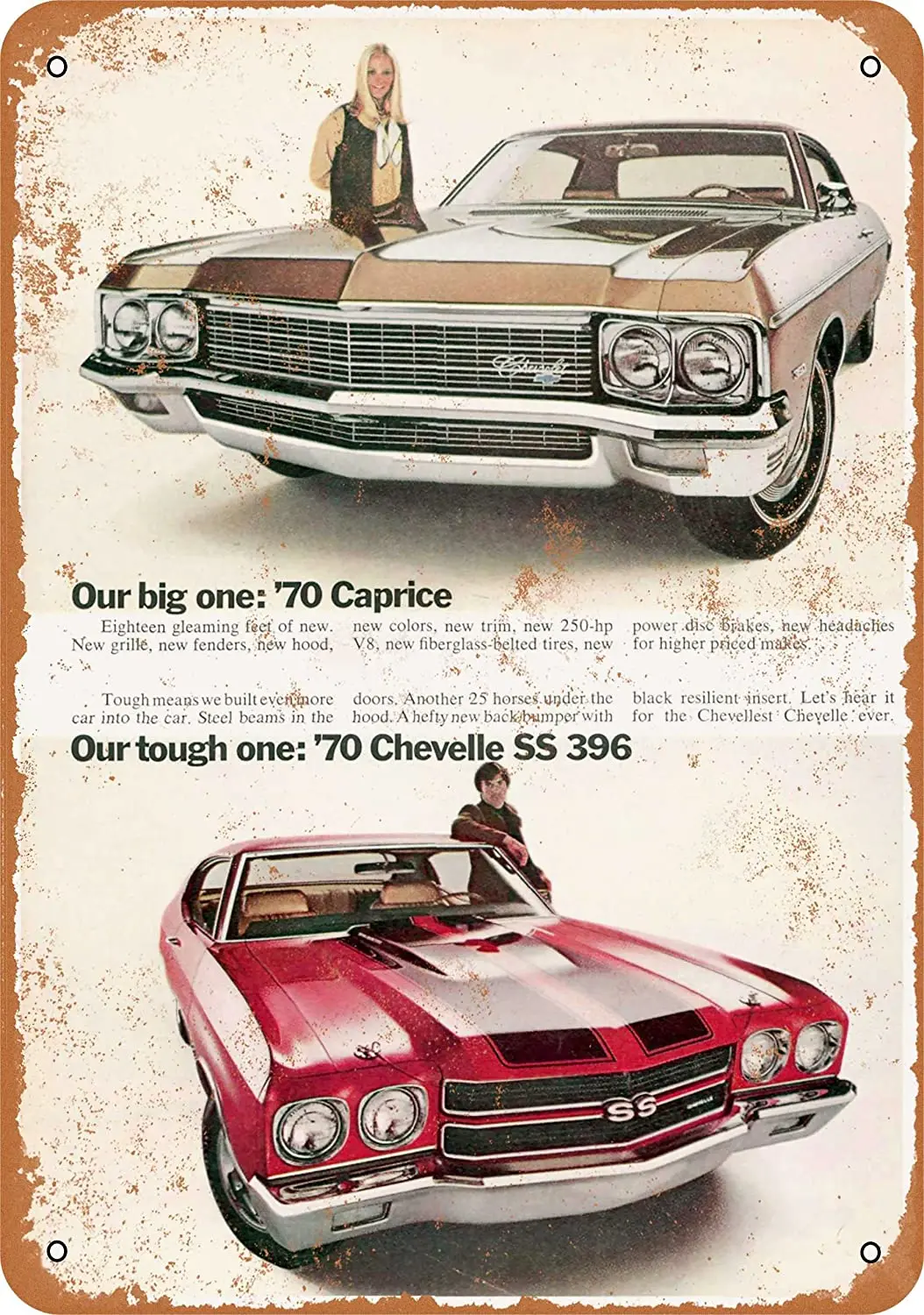 

WallColor 8*12 Metal Sign 1970 Chevy Chevelle SS 396 Vintage Look 3