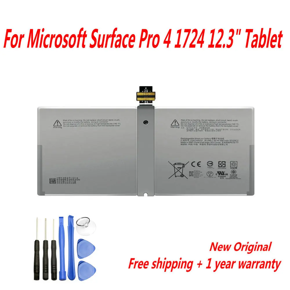 

Genuine G3HTA027H DYNR01 Laptop Battery For Microsoft Surface Pro 4 1724 12.3" Tablet 7.5V 38.2WH 5087mAh