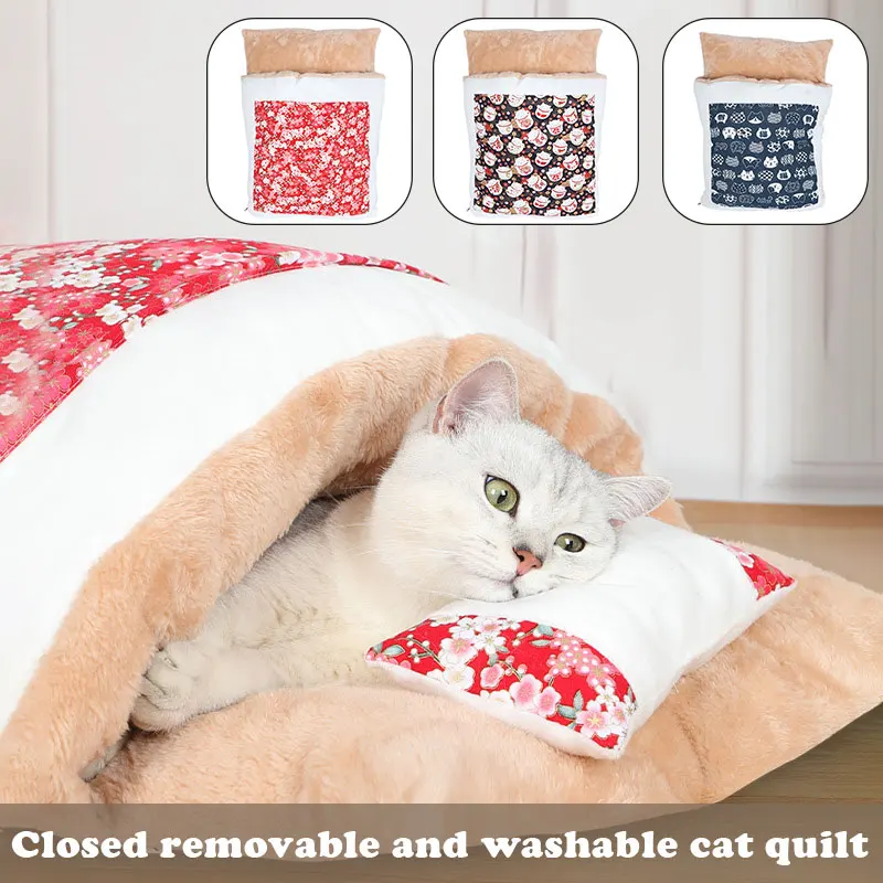 

Warm Cat Sleeping Bag Removable Cat Bed Winter Warm Cat House Extra Warm with Velveteen Small Pet Bed FOU99