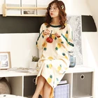 Ночные рубашки женские большого размера 3XL с принтом и круглым вырезом средней длины свободные простые мягкие дышащие пижамы в Корейском стиле Женская шикарная пижама с длинным рукавом