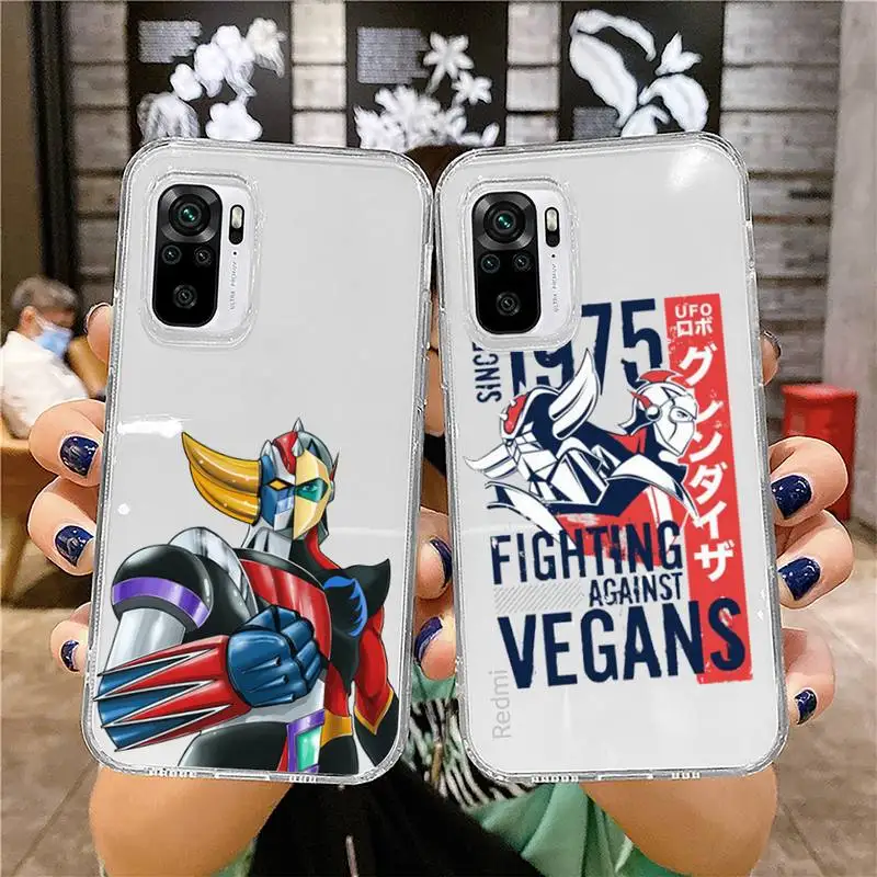 

UFO Robot Goldorak Phone Case For Xiaomi 11 Redmi Note 10 9 8 7 pro lite T A S 10T 9A 9S 8T Pro 4G Transparent Coque Funda