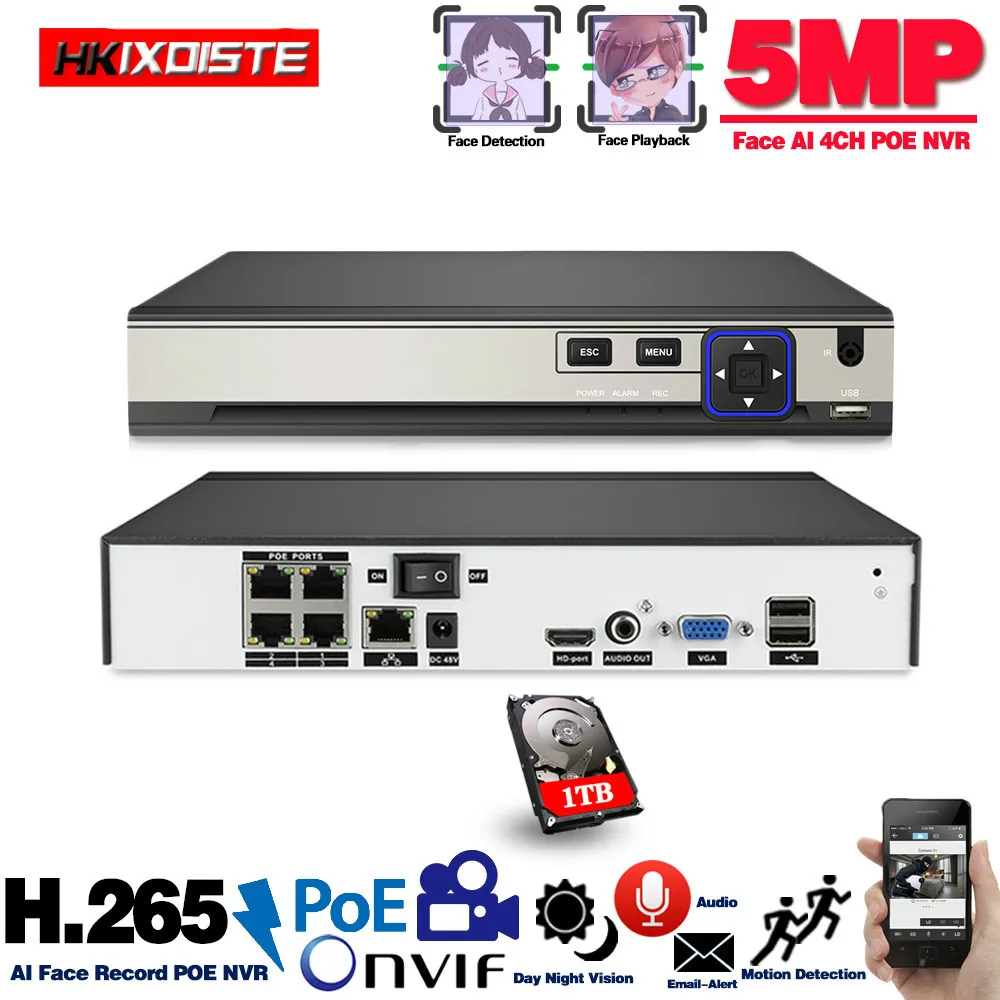 

Nvr 4 Channels Cctv Network Video Recorder Support Onvif Ip Cctv Camera Video Surveillance Recorder 5mp Security Cameras Poe Nvr