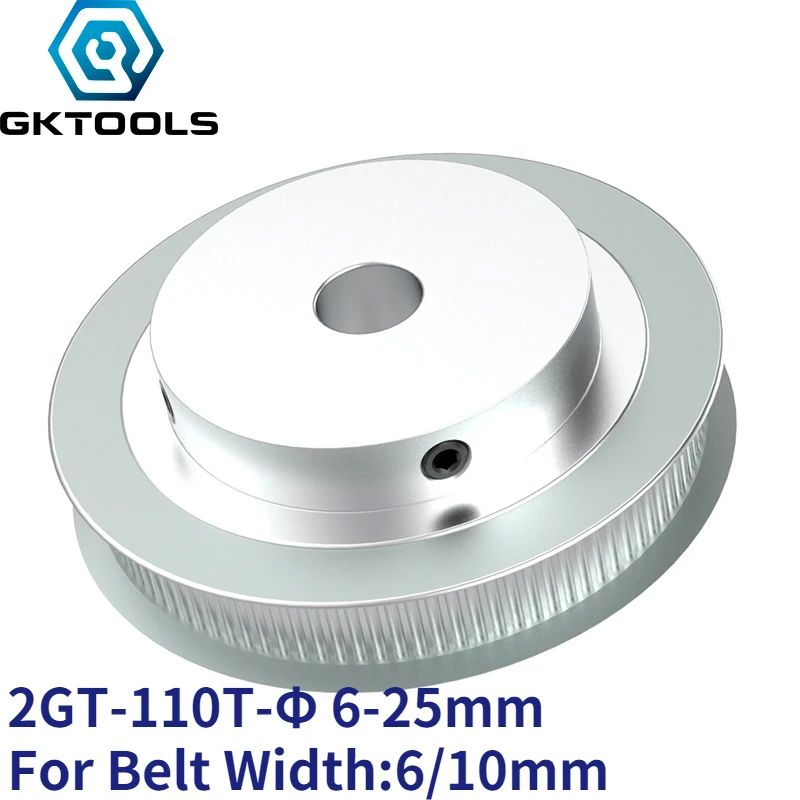 

GKTOOLS 110 Teeth 2GT Timing Pulley Bore 6/6.35/8/10/12/14/15/16/19/20/22/25mm GT2 Synchronous belt width 6/10mm 110Teeth 110T