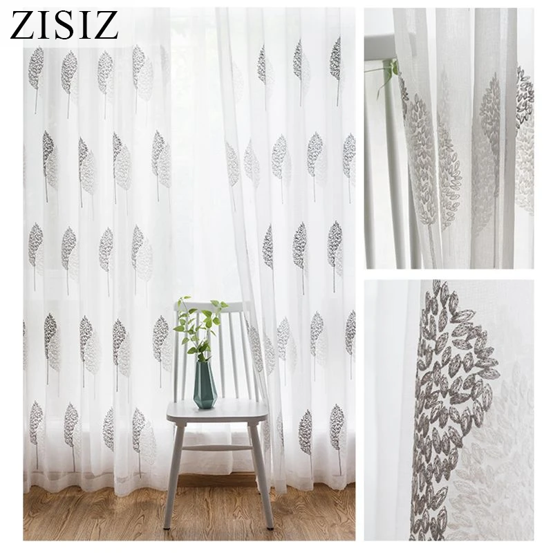 ZISIZ вышитые прозрачные Занавески s для гостиной спальни кухни экраны европейский