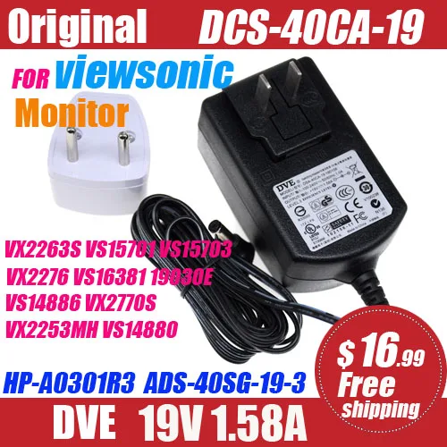 Оригинальный блок питания DVE 19 в а для ЖК-монитора viewsonic VX2263S VS15701 VS15703 VX2276 VS16381 -