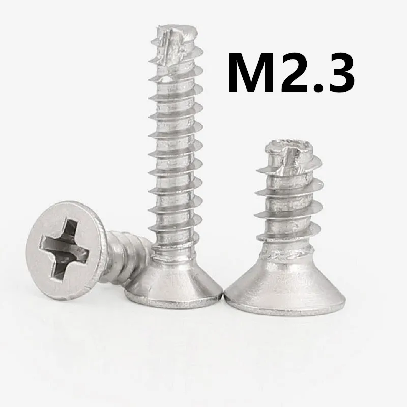 

500PCS M2.3x6/8/10/12/14mm GB13806.2 B type Stainless steel KT flat head countersunk head cross groove flat tail tapping screw