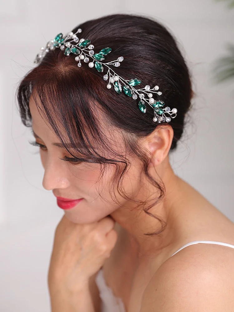 Богемная резинка для волос зеленые украшения стразы головные уборы с