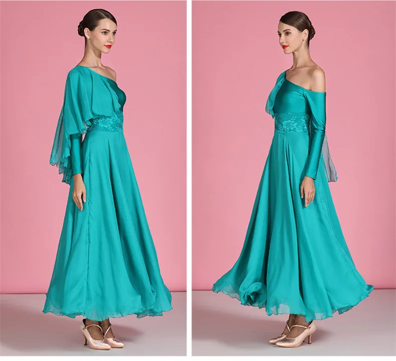 Дешевое бальное платье для бальных танцев розовое шифоновое вальса из плавающей