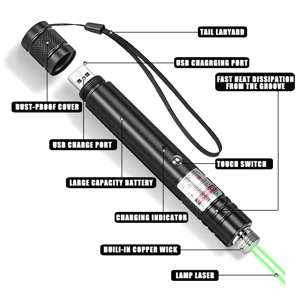 Тактическая лазерная указка 2000 м USB перезаряжаемый лазерный фонарик 50 мВт мощный