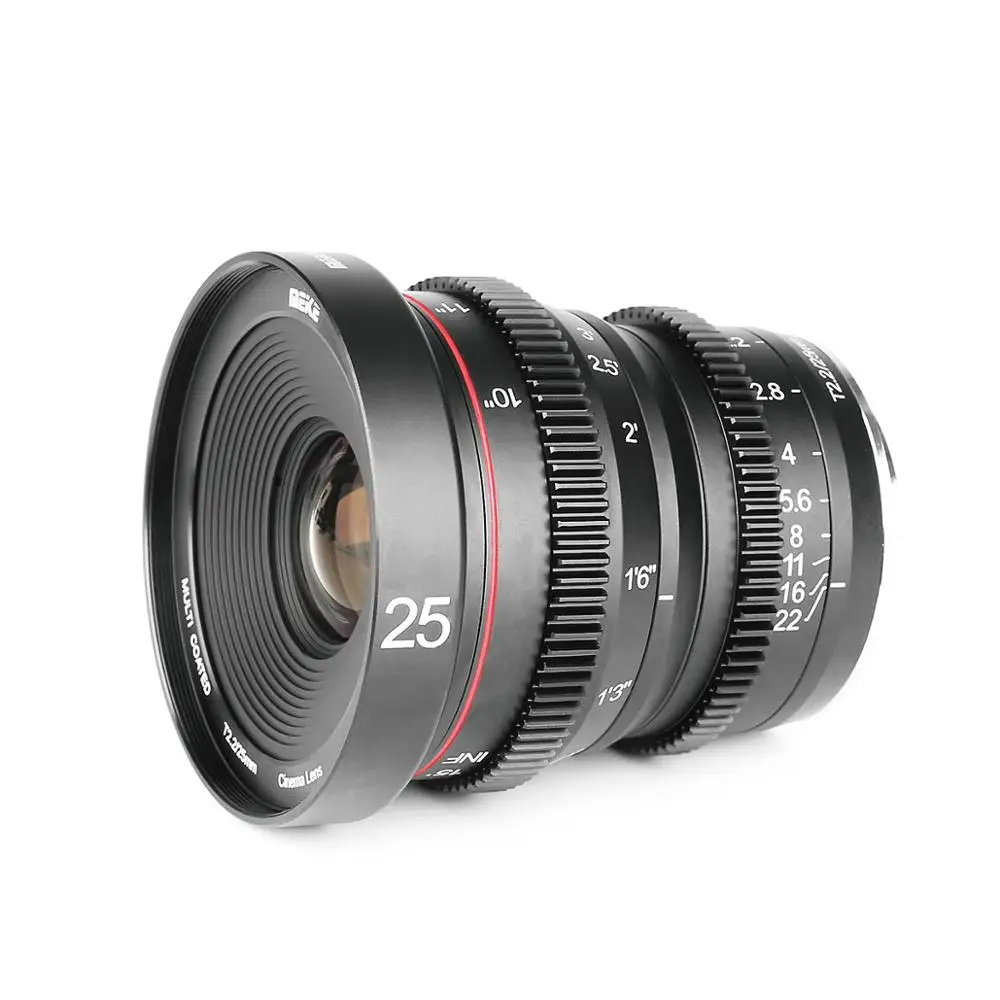 Meike 25 мм T2.2 Большая диафрагма ручной фокус Prime с низким искажением Mini Cine объектив