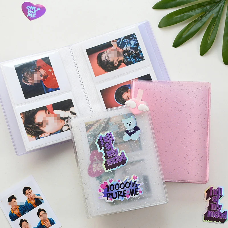

3 Inch Photo Album Holds 64 Photos Jelly Glitter Cute Mini Photo Album for Fuji Instax & Name Card 7s 8 25 50s Home Decor