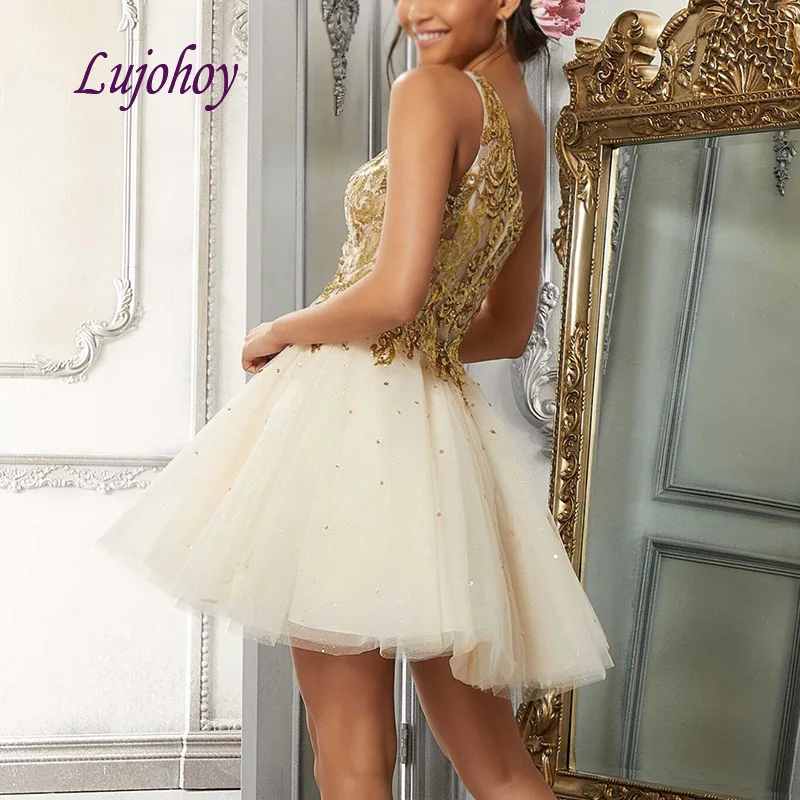 Sexy Gold Short Homecoming Dresses for Girls Plus Size Tulle One Shoulder Women Luxury Cocktail Prom Grade 8 Graduation Dresses images - 6