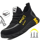 Дышащая обувь для работы; Мужская защитная обувь с Сталь пальца ноги анти-ножевых ранений рабочие ботинки Мужская Рабочая спецобувь, обувь; Рабочая обувь рабочие кроссовки