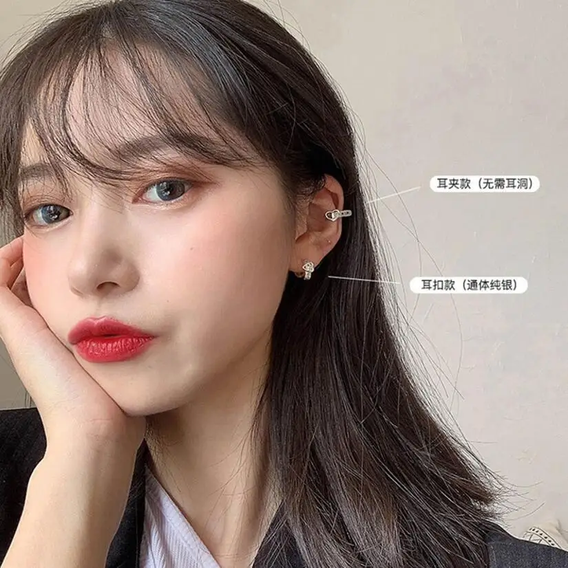 Женские серьги кольца из серебра 925 пробы с геометрическим