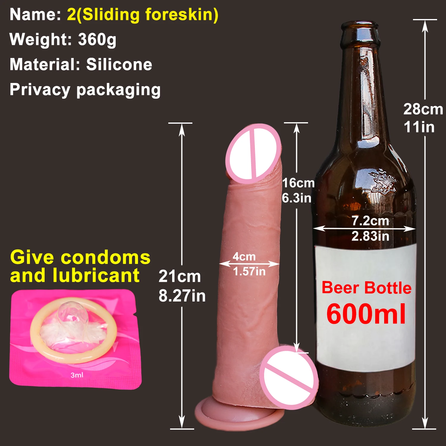 7in Realistic Dildos Sliding Foreskin Females Masturbation Tools Huge Suction Cup Penis Fake Lesbian Adult Sex Toys For Women | Красота и