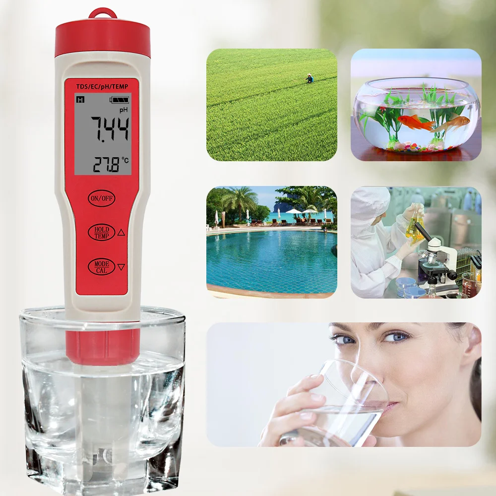 

Professional Digital Water Tester PH/TDS/EC/Temperature Meter 4 in 1 Water Quality Monitor Tester Kit for Pools Drinking Water