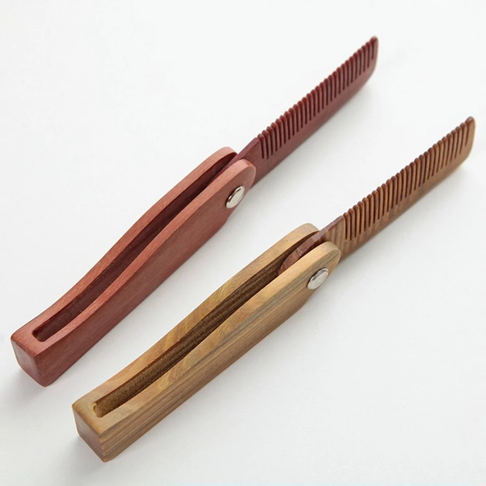 Натуральная Зеленая сандаловая деревянная Складная расческа для волос