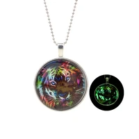 2021 fashion personality luminous tiger pendant necklace time gem animal luminous item jewelry