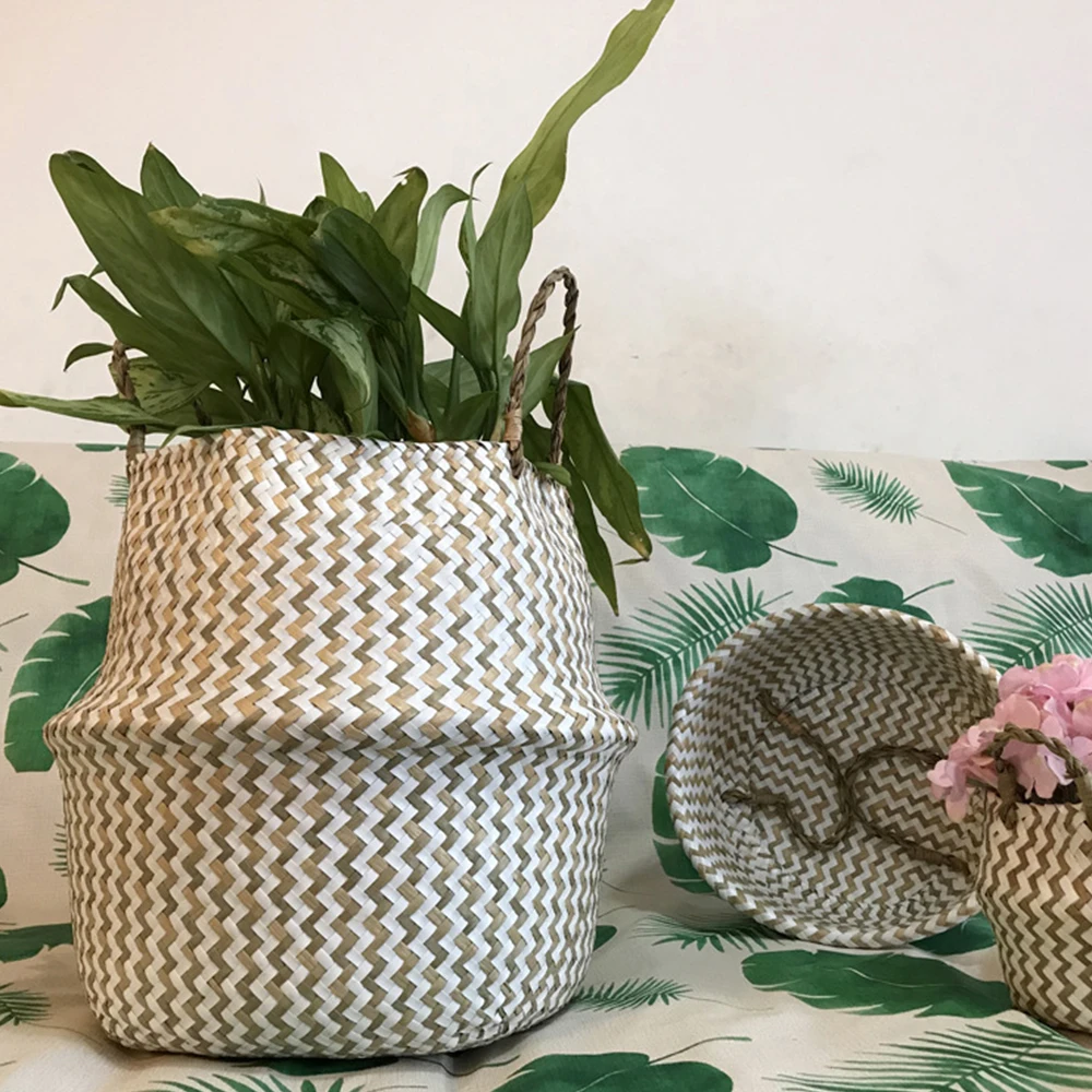 

Seagrass wicker basket foldable flower pot messy basket storage basket decoration storage basket and organizer panier rangement