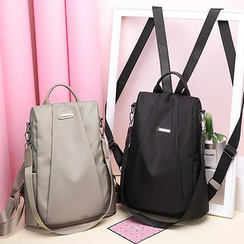 

2021 Hot Women's Backpack Casual Nylon Solid Color School Bag Fashion Detachable Shoulder Strap Shoulder Bag