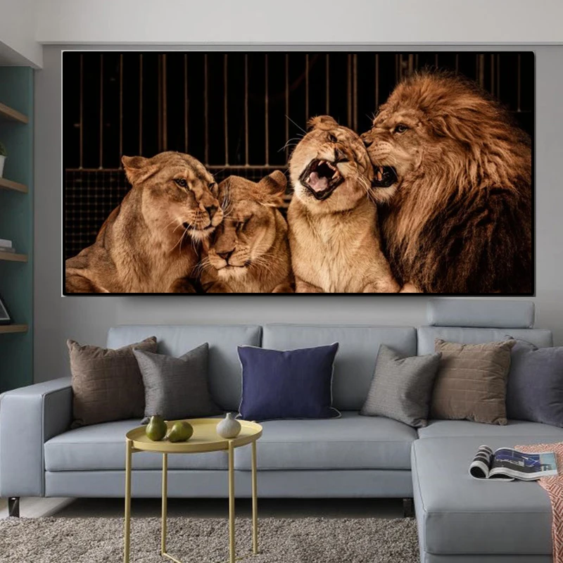 

Lion Family Circus Animal Posters And Prints African Lion Canvas Painting Wall Art Picture For Living Room Decoration Cuadros