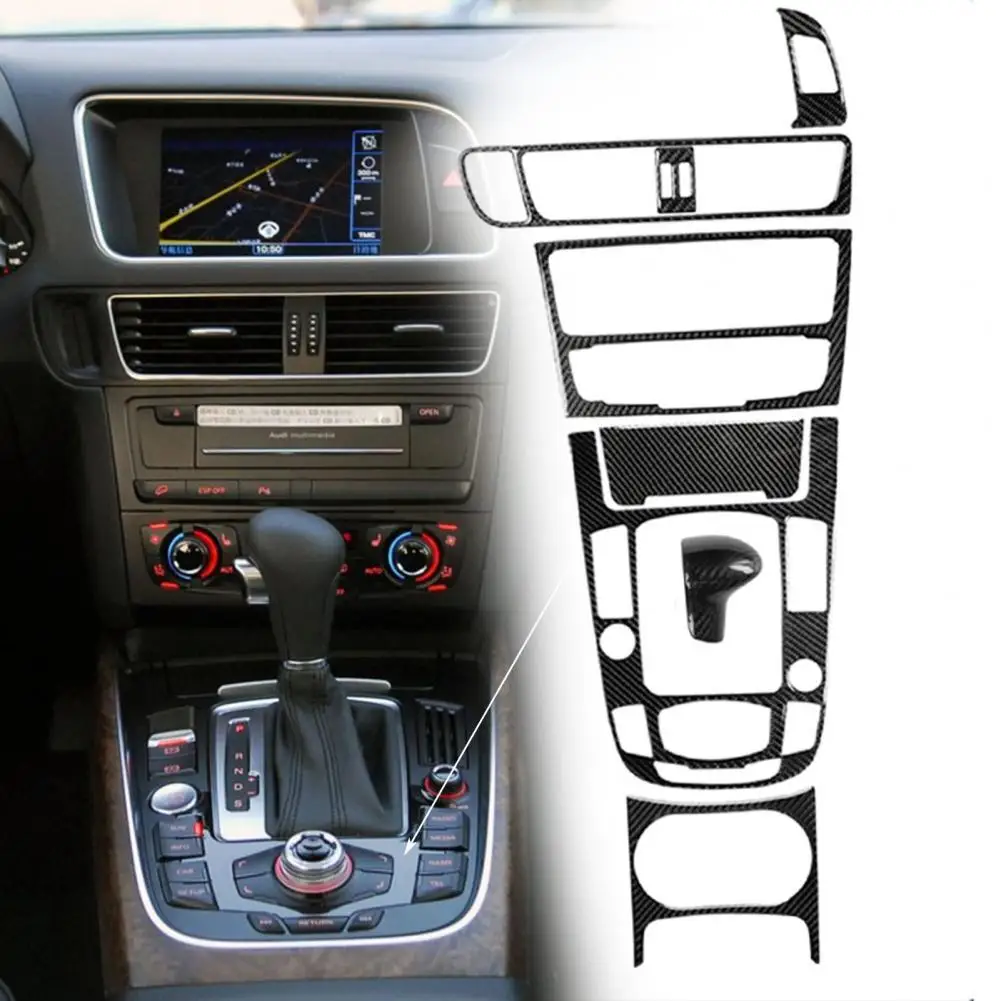 

8Pcs/Set Carbon Fiber Car Left Central Control Cover Navigation Frame Trim Sticker for Audi Q5 2009-2018 Car Accessories