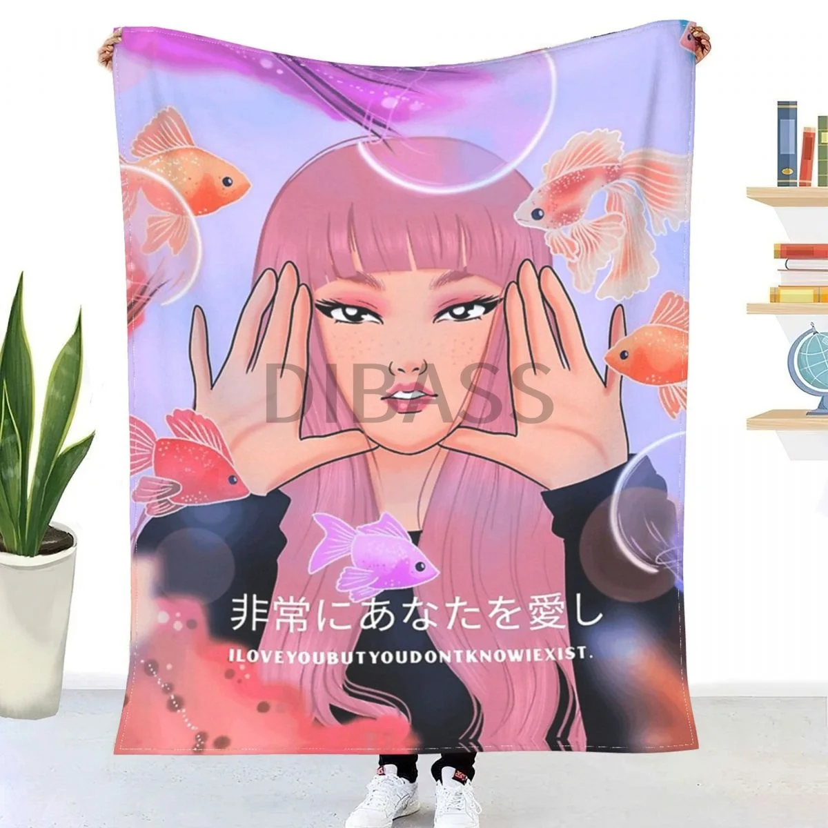

Anime Girl Art Throw Blanket 3D Printed Flannel Throw Blankets