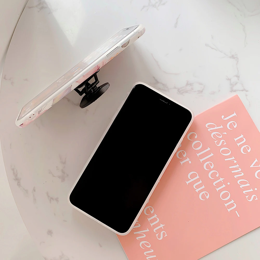 LOVECOM Ретро цветок лист стрейч держатель чехол для телефона для iPhone 11 Pro Max XR XS Max 7 8 6 Plus чехол мягкий IMD Телефон задняя крышка