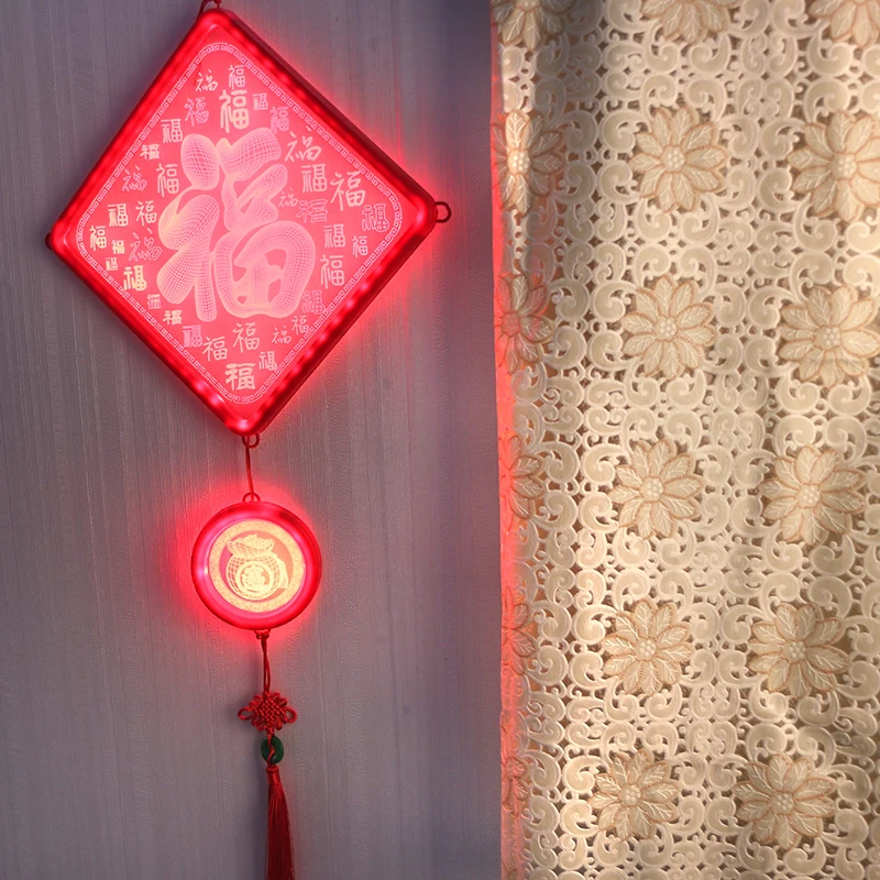 

Светодиодная лампа-вспышка строка светильник 3D фу характер стене висит красочные светильник s новый год, праздник весны свадебное украшени...