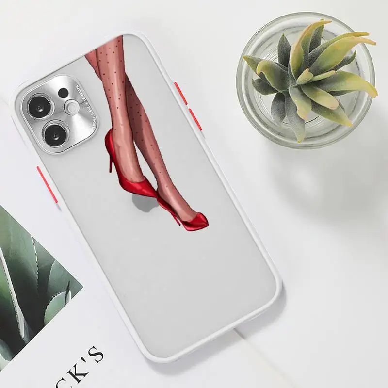 

Fashion coffee women Cover Phone Case Clear matte transparent For white iPhone 7 8 x xs xr 11 12 pro plus max mini Funda