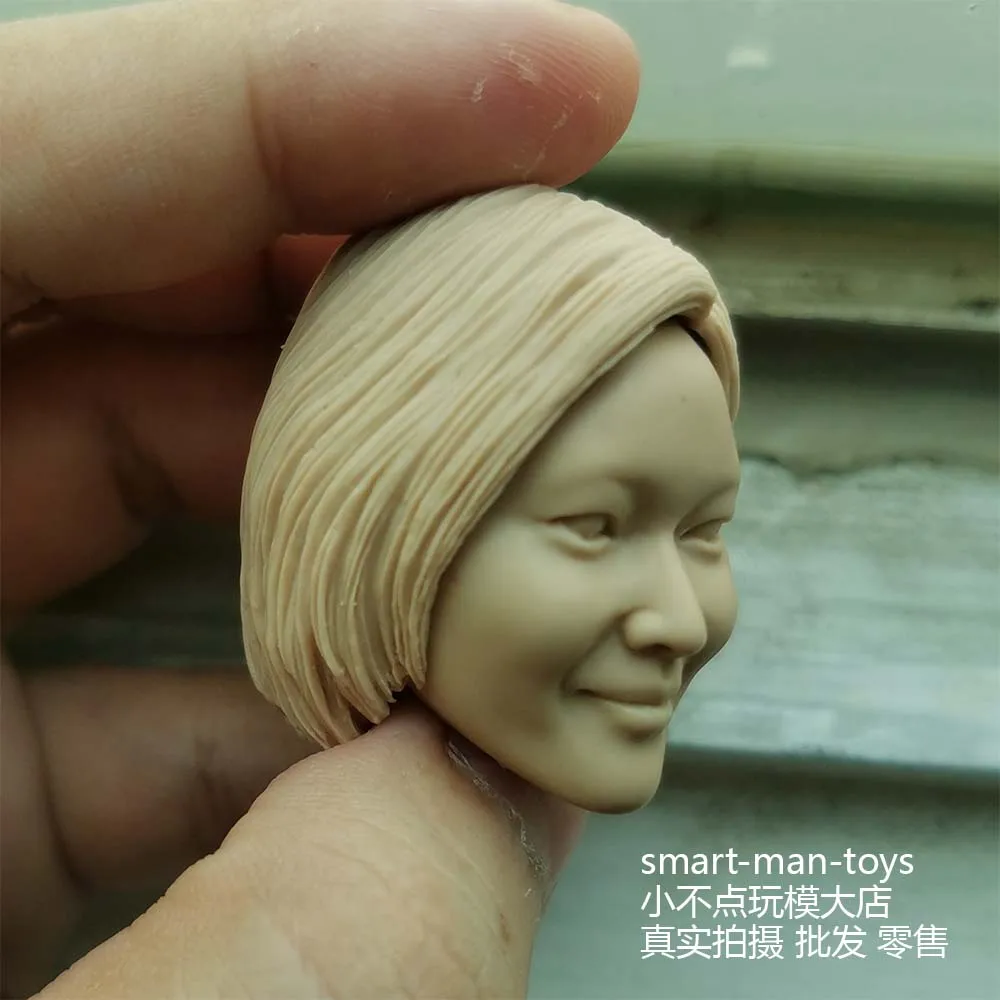 1/6 Неокрашенная голова азиатской девушки лепит короткие волосы женская подходит