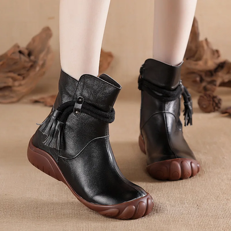 

Autumn and winter 2021 Martin boots national style retrolarge soft sole cow tendon sole cotton boots mother shoes