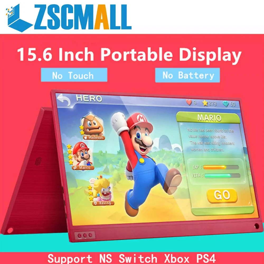 Портативный монитор 15 6 &quotсветодиодный Тип USB C Hdmi ips 1080p HD дисплей для PS4 ноутбук