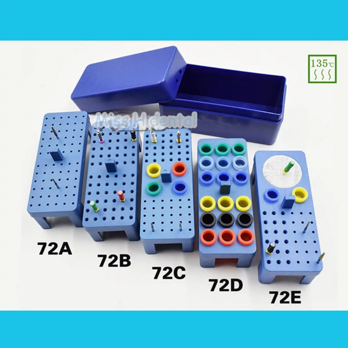 Стоматологическая стерилизованная пластмассовая эндокоробочка 72H для алмазной