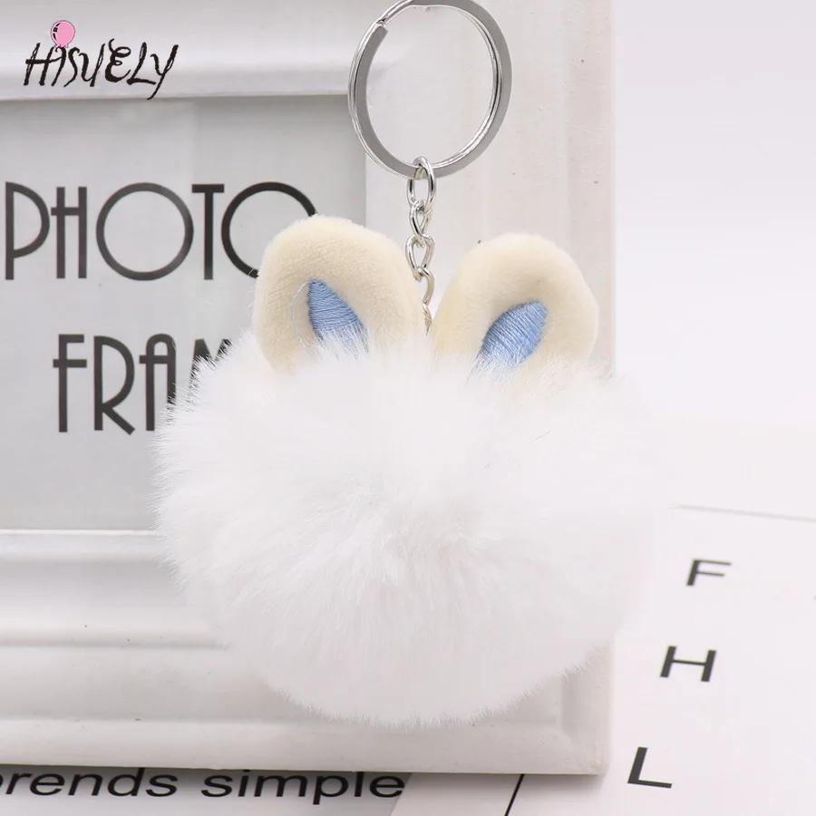 Милый брелок с меховым помпоном шариком из искусственного кроличьего меха