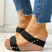 europe 2022 summer new women slippers wedges high heel shoes woman platform slippers ladies fashion slides casual shoes female