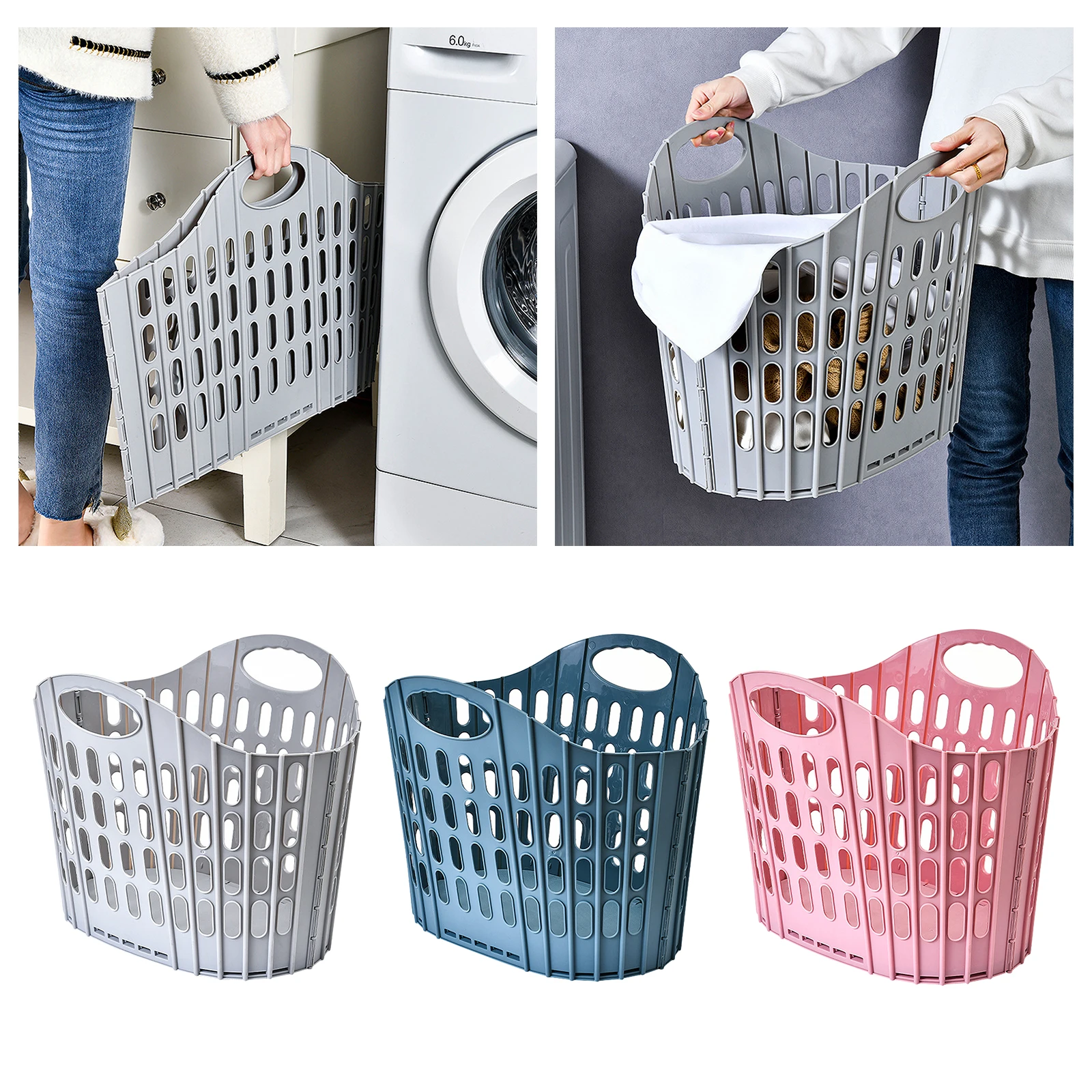 

Collapsible Laundry Basket Laundry Hamper with Handles Durable for Dirty Clothes Towels Blankets Bedroom Bathroom Punch-Free