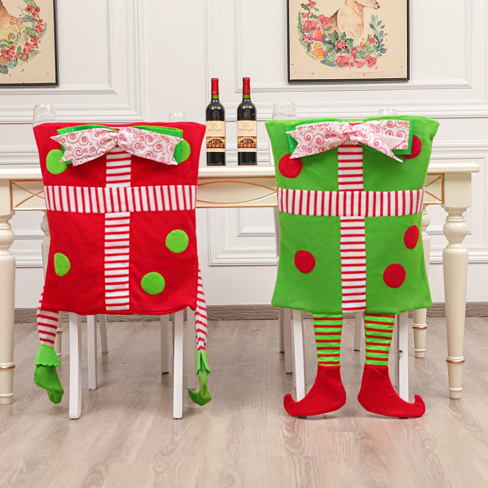 2020 Рождественский чехол на стул Elf Bow Short Foot Hotel Home Decor с принтом полиэстер/хлопок Cn