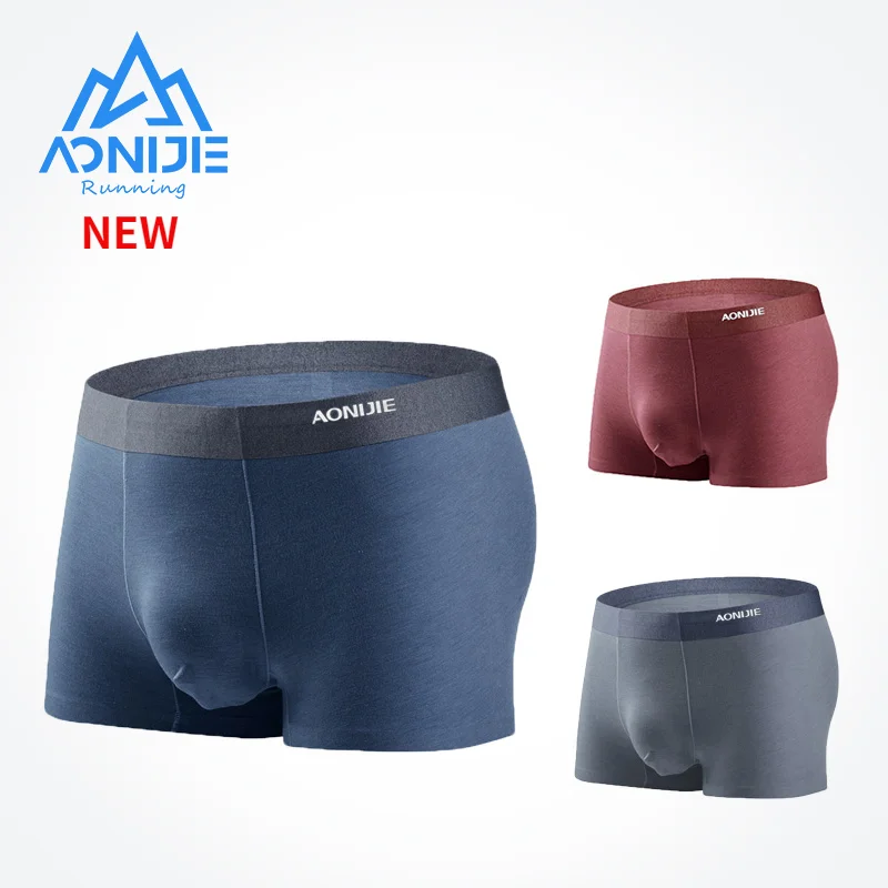 

AONIJIE 3 Packs EF005 Quick Dry Men's Sport Performance Boxer Briefs Underwear Micro Modal Mulberry Silk With Metal Gift Box