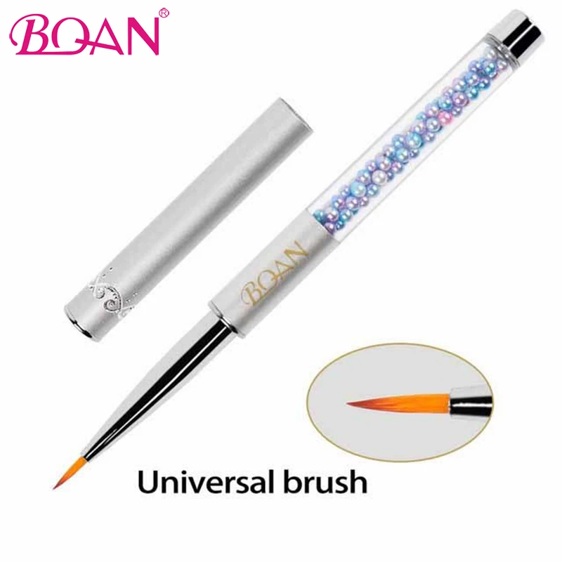 

Серебряная универсальная Кисть для ногтей BQAN, кисти для акрилового маникюра с кристаллами, кисти для УФ-геля и рисования линий, нейлоновая р...